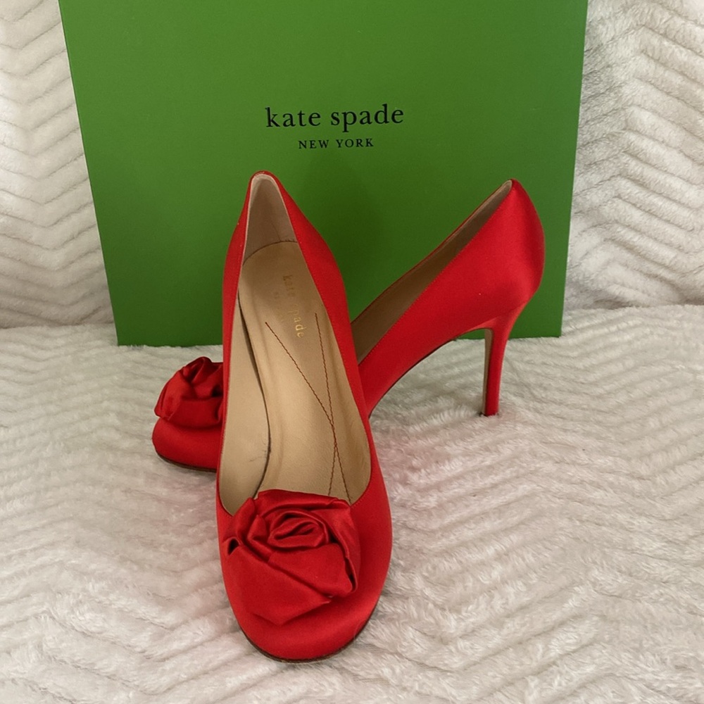 Kate Spade Kamille Red Satin Bow heels Size 9
